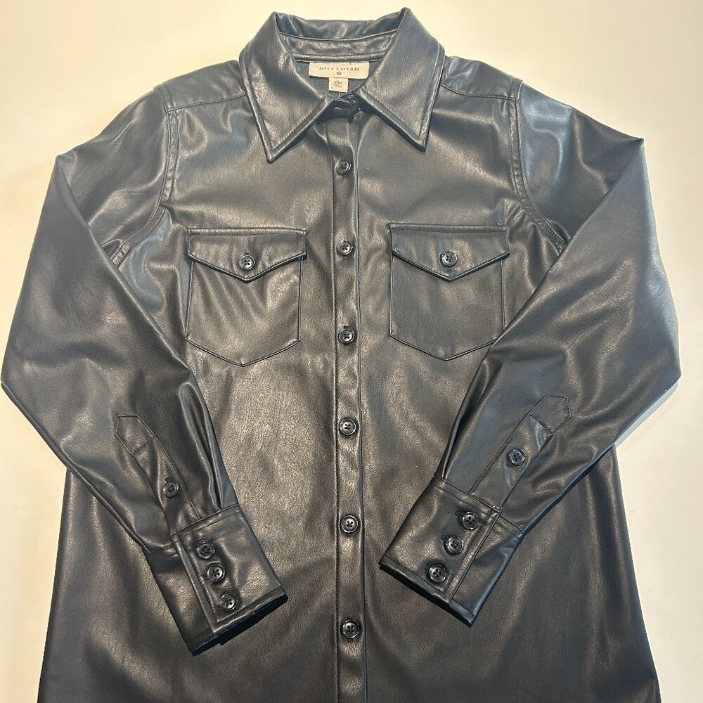 Vegan Leather Button Up Shirt NWT